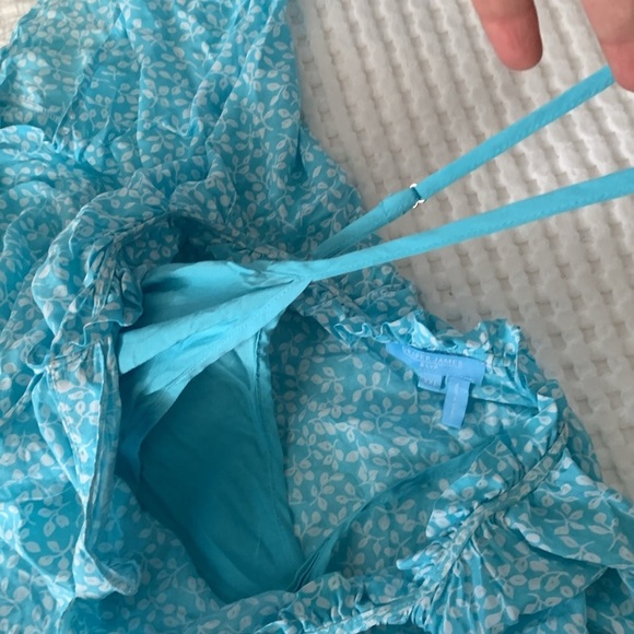 DRAPER JAMES RSVP Keyhole Pleat Neck Dress‎ Turquoise Blue White XXL  NWT - Picture 12 of 12